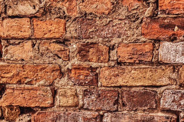 Vieux fond de texture de mur de brique rouge. Texture de mur de briques anciennes.