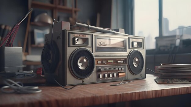 vieux lecteur de cassettes radio réaliste cinématographique