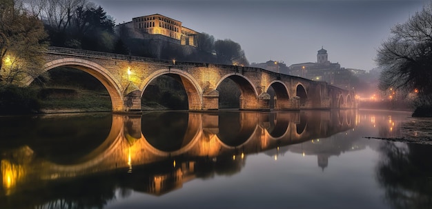 Photo gratuite vieux pont de pierre dans l'ia générative de la ville européenne