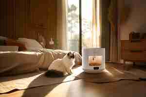 Photo gratuite view of automatic smart feeder for household pets