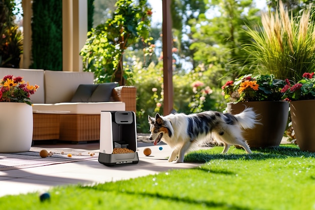 Photo gratuite view of automatic smart feeder for household pets