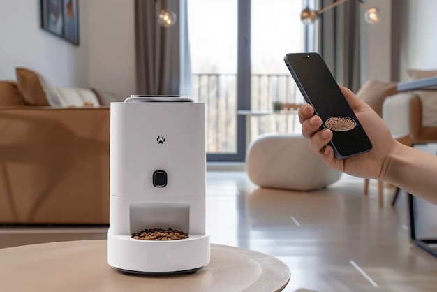 Photo gratuite view of automatic smart feeder for household pets