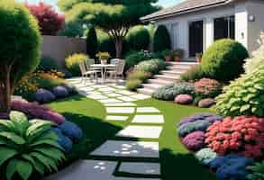 Photo gratuite view of backyard garden in digital art style