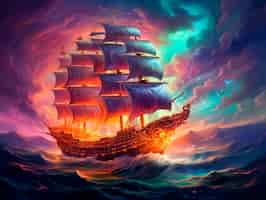Photo gratuite view of fantasy pirate ship