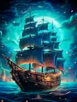 Photo gratuite view of fantasy pirate ship