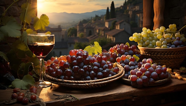 Photo gratuite la vigne tisse une célébration rustique de l'automne, une récolte naturelle dans le processus de vinification généré par l'intelligence artificielle