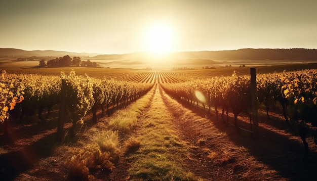 Photo gratuite des vignobles baignés de soleil dans une paisible campagne italienne générés par l'ia