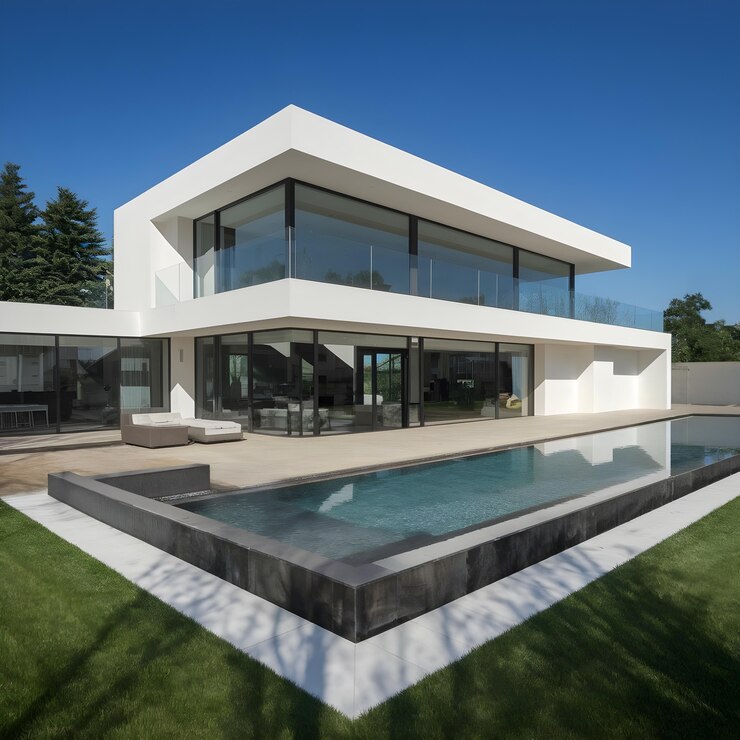 Photo gratuit villa de luxe moderne avec piscine