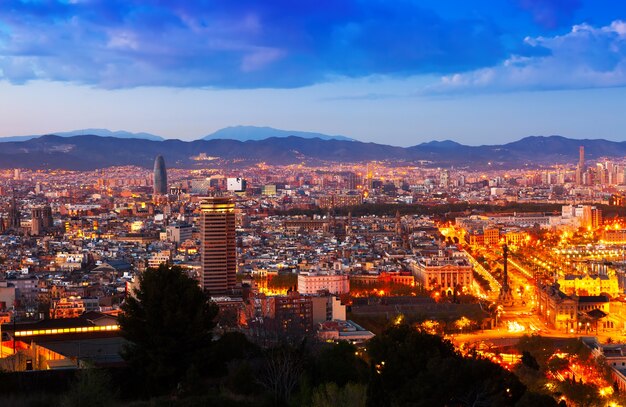 La ville de Barcelone dans la nuit