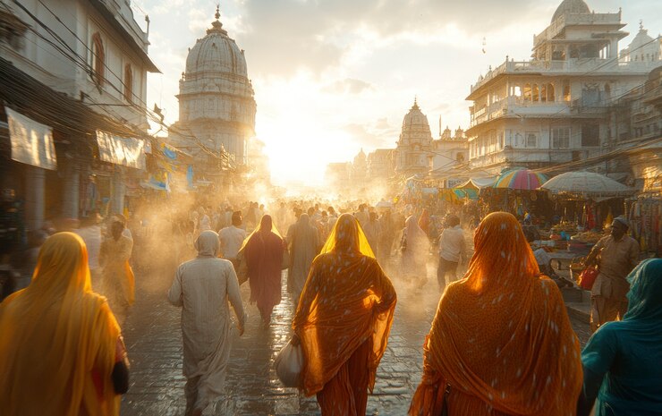 Photo gratuit une ville indienne bondée