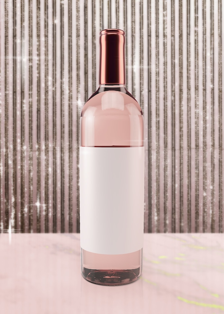 Photo gratuit vin rosé de fête sur fond rose