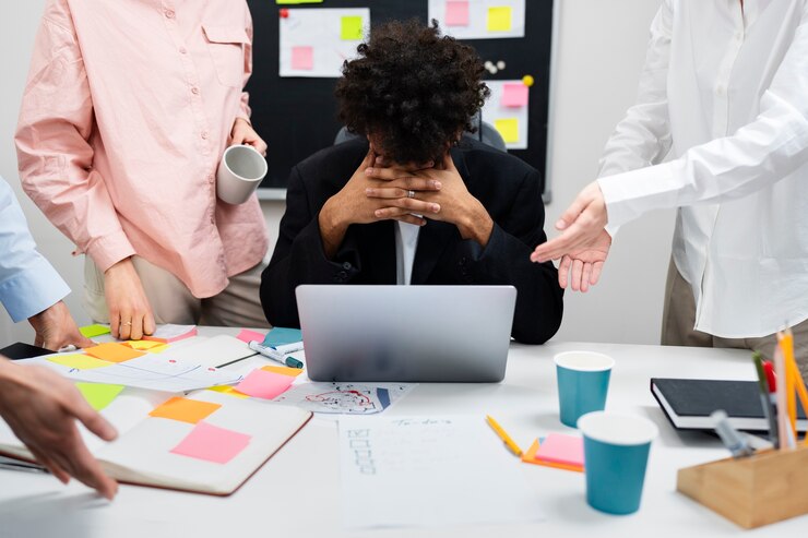 Photo gratuit la violence au travail entre collègues
