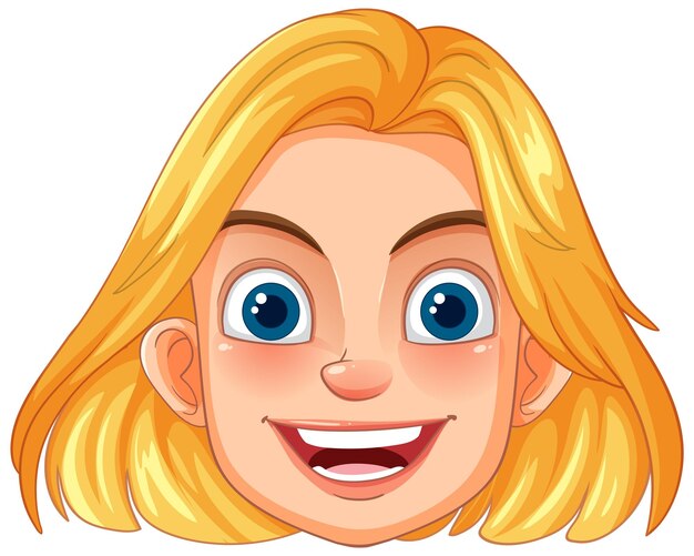 Le visage de dessin animé blond heureux