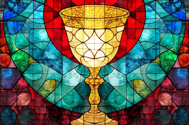 Photo gratuite vitraux colorés avec une scène de sainte communion