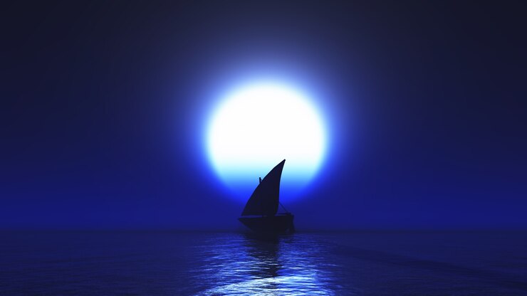 Photo gratuit voilier éclairé par la lune