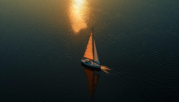 Un voilier glisse sur des eaux nautiques calmes générées par l'IA