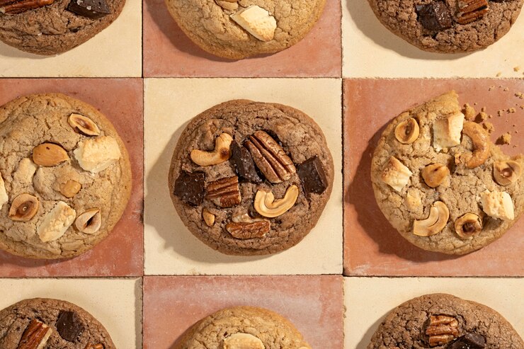 Photo gratuit voir l'assortiment de cookies ci-dessus