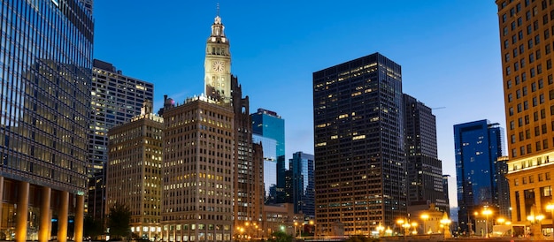 Photo gratuite voir à chicago avec la lumière du matin usa