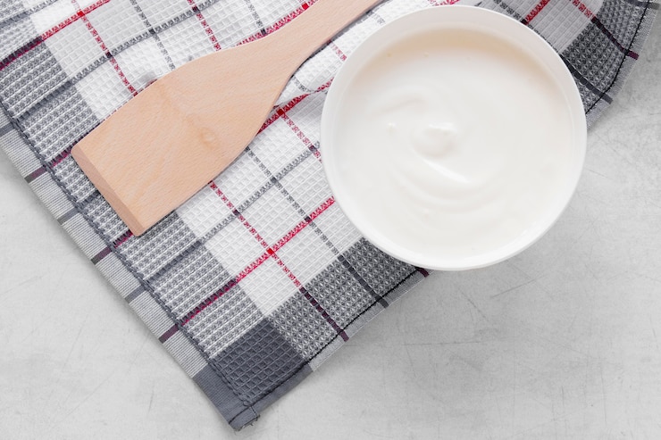 Photo gratuit voir ci-dessus de délicieux produits laitiers