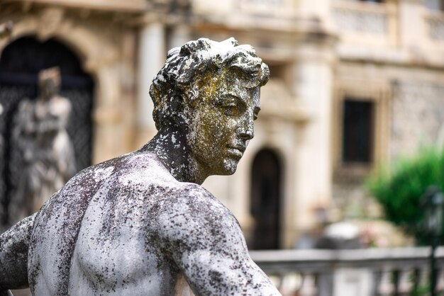 Voir des statues au château de Peles en Roumanie