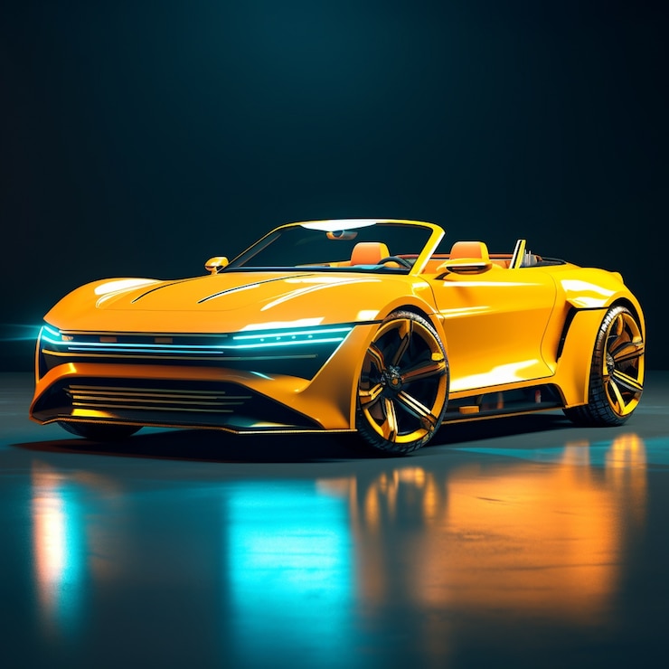 Photo gratuit voiture 3d aux couleurs vives