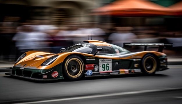 Photo gratuite voiture de sport brillante à mouvement flou conduisant au succès de l'ia générative