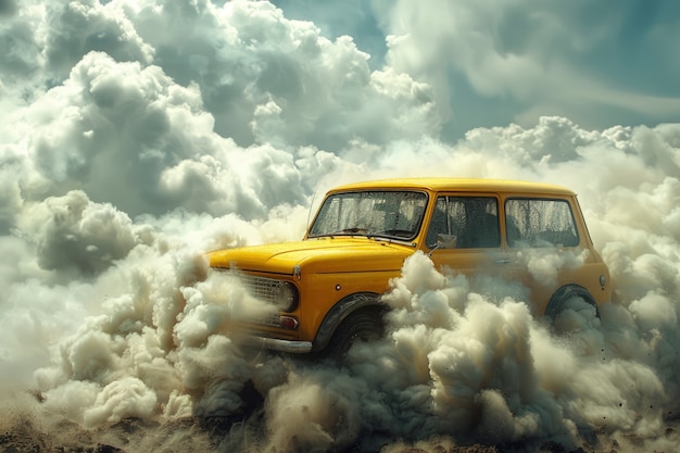 Voiture tout-terrain dans un scénario fantastique