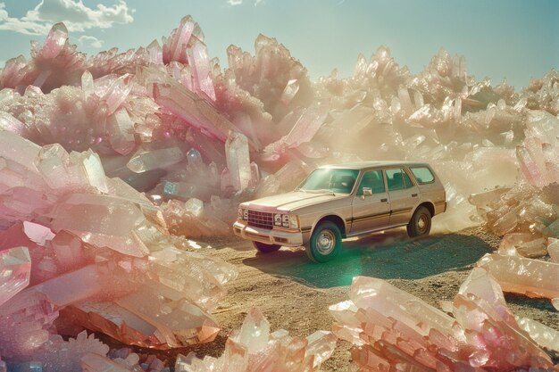 Voiture tout-terrain dans un scénario fantastique