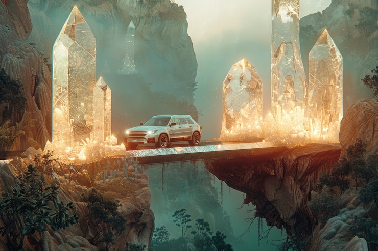 Photo gratuit voiture tout-terrain dans un scénario fantastique