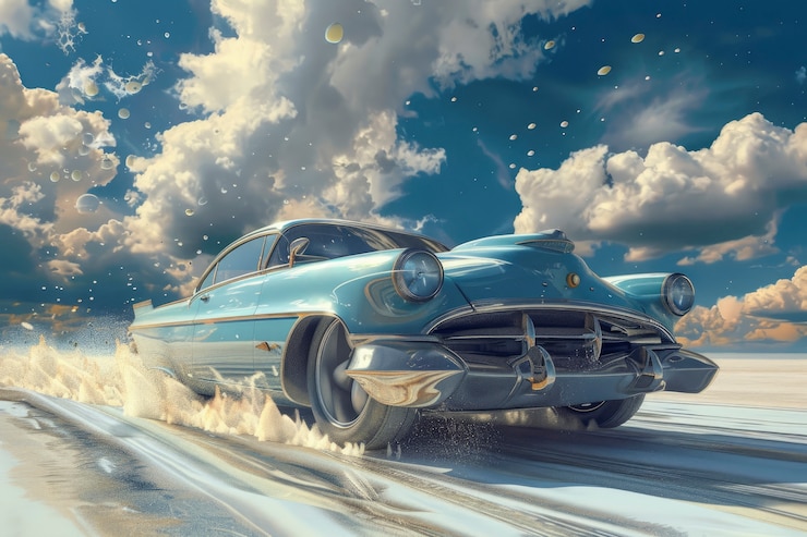 Photo gratuit une voiture tout-terrain dans une scène fantastique
