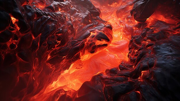 Un volcan émettant de la lave fondue