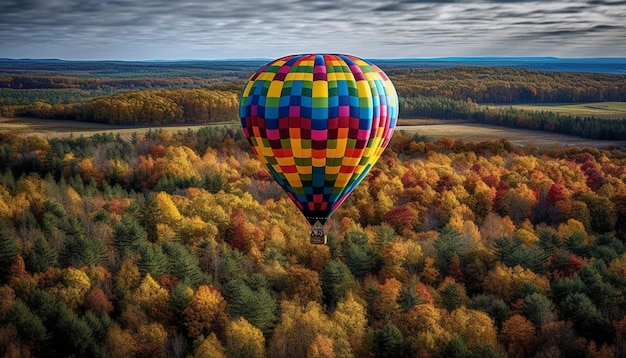 Photo gratuite voler haut dans une montgolfière vibrante générée par l'ia