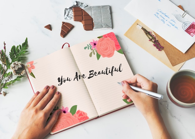 vous êtes beau, amour, lettre, message, mots, graphique