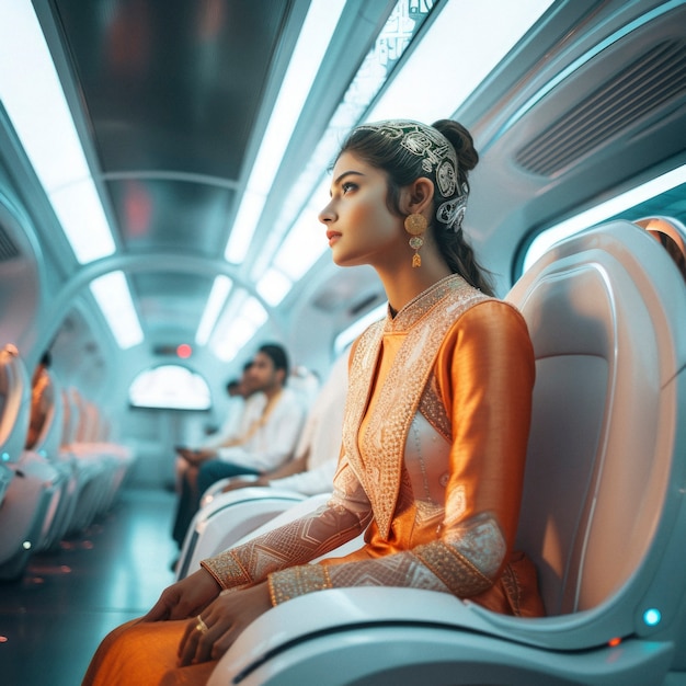 Des voyages urbains futuristes de haute technologie pour les gens