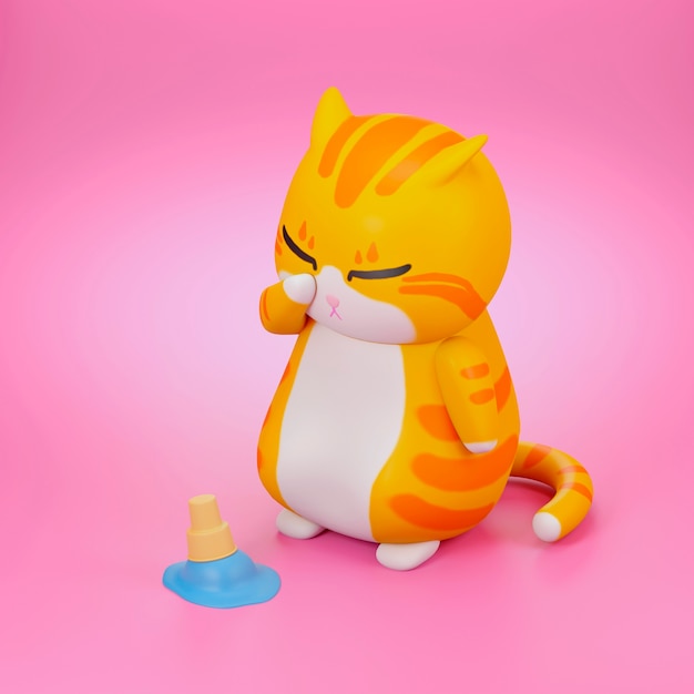 Vue 3D de l'adorable chat de compagnie