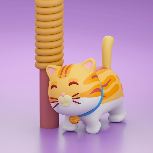 Photo gratuite vue 3d de l'adorable chat de compagnie