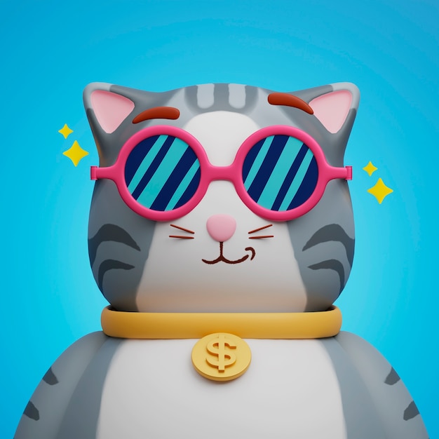 Photo gratuite vue 3d de l'adorable chat de compagnie