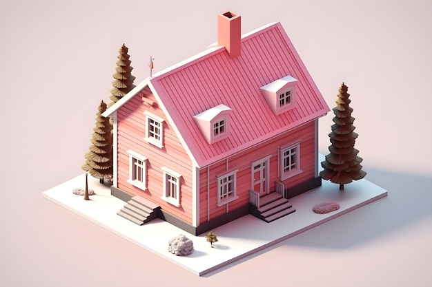 Vue 3D du modèle de maison