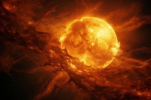 Vue 3D du soleil dans l'espace