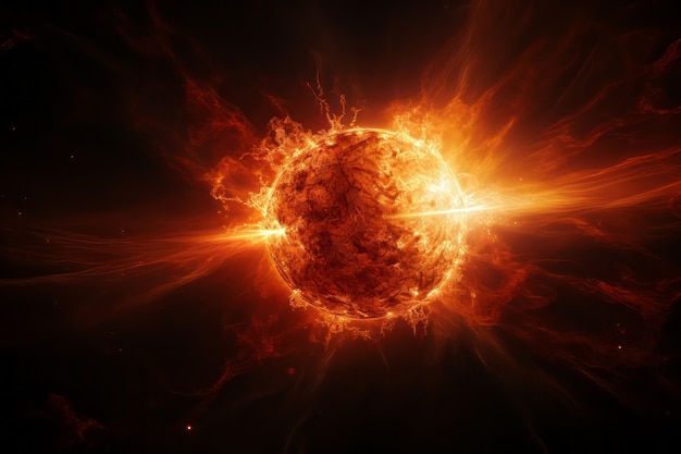 Photo gratuite vue 3d du soleil dans l'espace