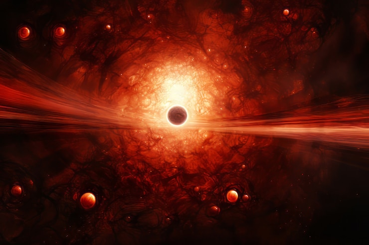 Photo gratuit vue 3d du soleil dans l'espace