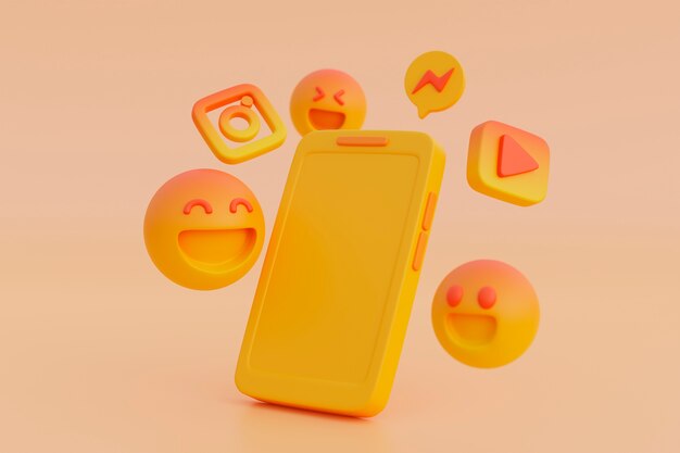 Vue 3D de l'emoji jaune
