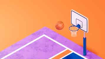 Photo gratuite vue 3d de l'essentiel du basket-ball