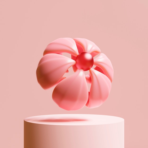 Vue 3D d'une fleur épanouie