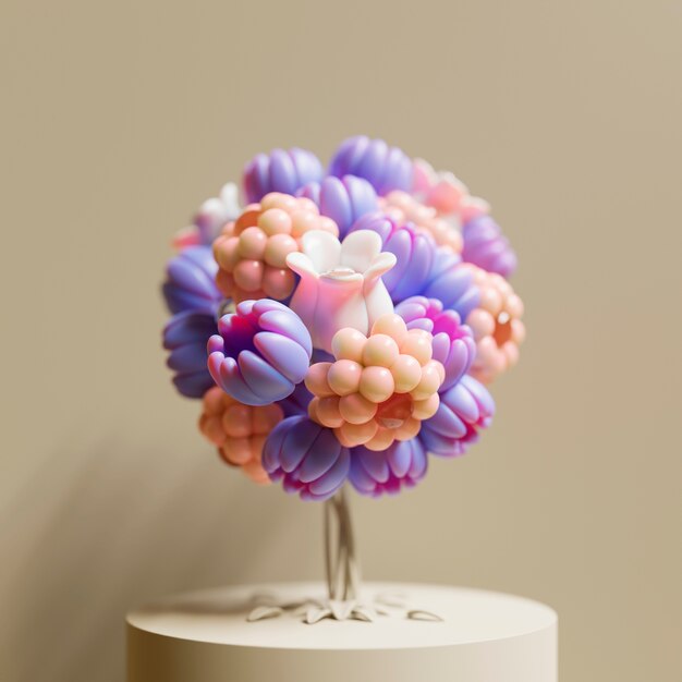 Vue 3D de fleurs épanouies