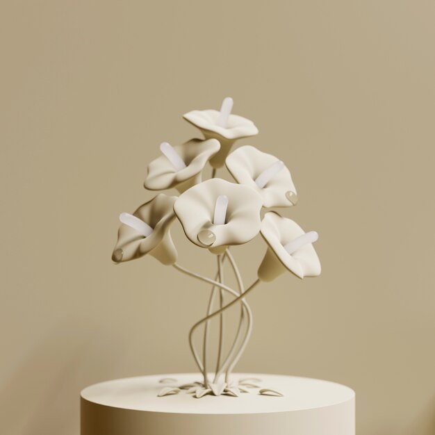 Vue 3D de fleurs épanouies