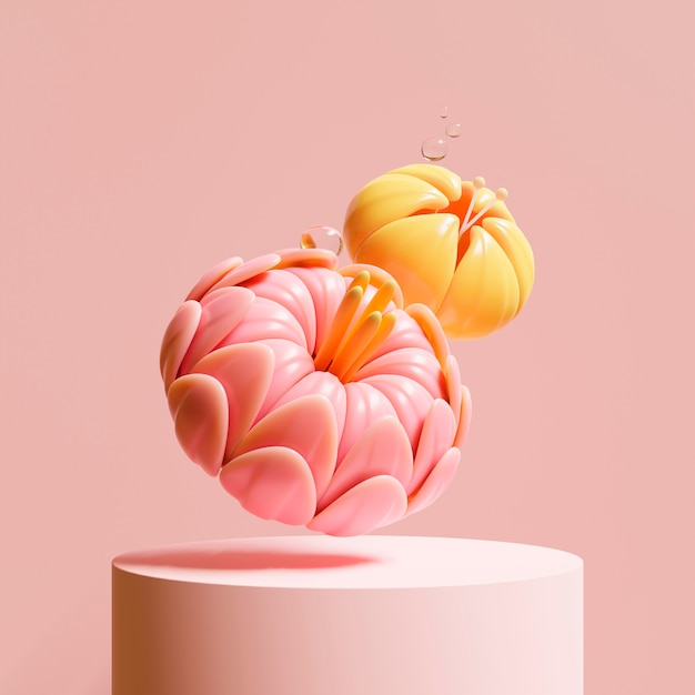 Vue 3D de fleurs épanouies