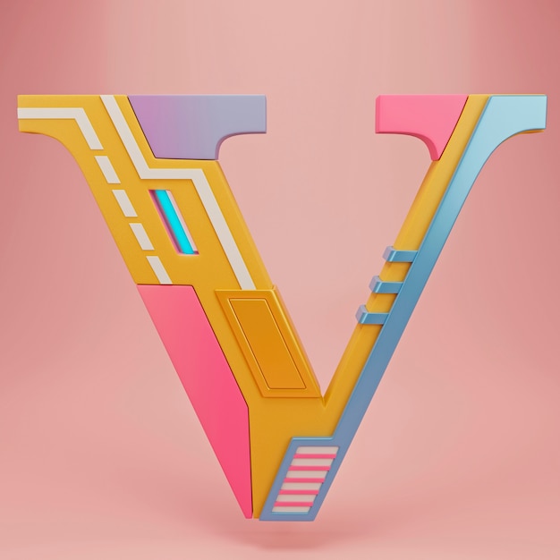 vue 3d des lettres de l'alphabet