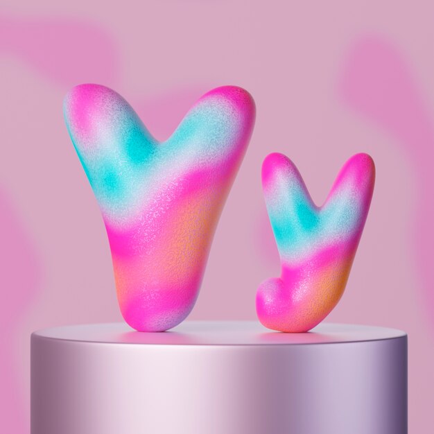 Vue 3D des lettres de l'alphabet