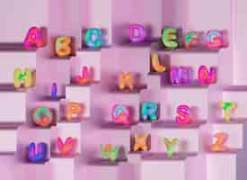 Photo gratuite vue 3d des lettres de l'alphabet